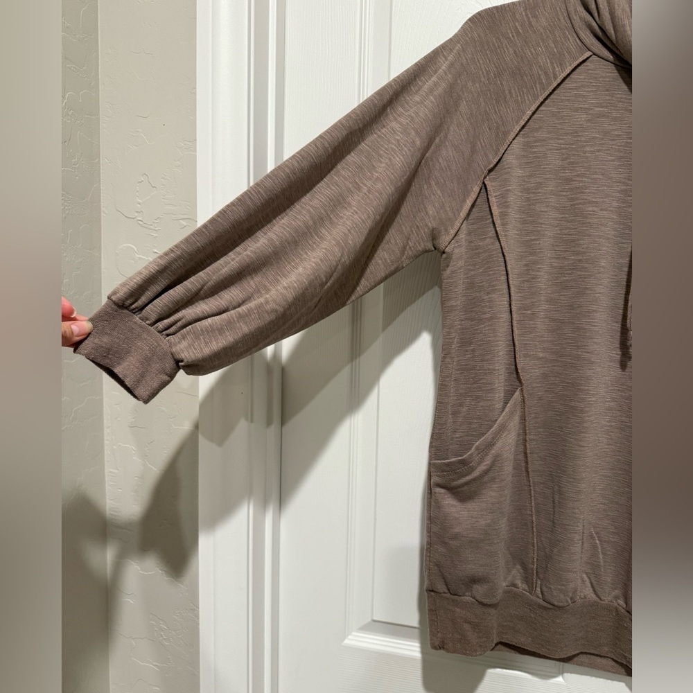 Cozy Tan Cowl Neck Tunic Top - Picture 3 of 7